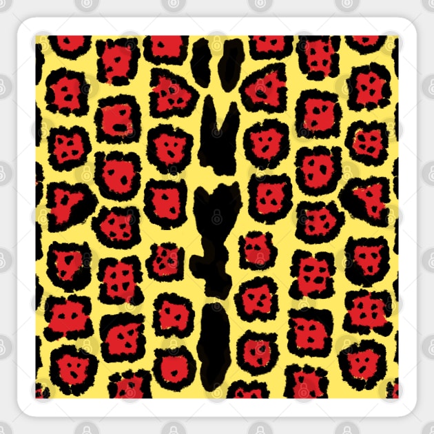 Jaguar Pattern in Blood Orange on Lemon Curd Sticker by ButterflyInTheAttic